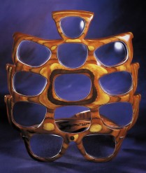 SEYMOUR GLASSES (Plywood,glass lenses+stainless steel,21cm x 19cm x 14.5cm, Dirk Marwig, Madrid 1998)