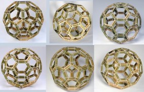Buckyball C-60 Molecule Regular -Various Angles- (Bamboo and “Zap-Strap” construction, 43.5cm x 43.5cm x 43.5cm, Dirk Marwig 2013)
