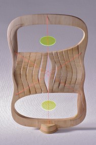 Time = Energy Model (Falsecypress, plywood, plexi-glass and waxed string, 70.5cm x 45cm x 10.5cm, Dirk Marwig 2014)