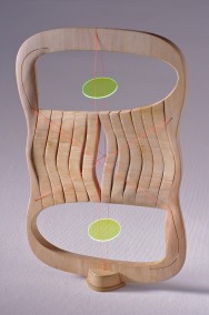 Time = Energy Model (Falsecypress, plywood, plexi-glass and waxed string, 70.5cm x 45cm x 10.5cm, Dirk Marwig 2014)