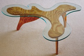 Moose Coffee Table (Plywood, tennis string and glass, 32cm x 104cm x 86cm,  Dirk Marwig 2008)