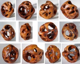 Henry Moore on Acid -12 angles- (Cherry wood object, 53.5cm x 47cm x 36.5cm, 15.8 kg, Dirk Marwig 2015)