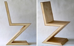 Rietvelt Zig Zag Chair Dirk Marwig Version No.7 (High density plywood, maple, wood glue and wood oil, 90cmcm x 43.5cm x 59.5cm, Dirk Marwig 2015)