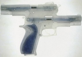 FLORIDA 135 SPECIAL GUN (Plexi-glass object with 2 bullets, 20cm x 29.5cm x 4.3cm, Dirk Marwig, Madrid 1998)
