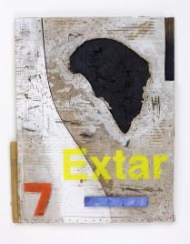Extar-rework- (Cardboard construction with string, oil and pigment lacquer, 44.2cm x 35.5cm, Dirk Marwig 2019)