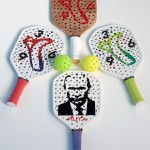 4 New 'Dirk Marwig 369' pickleball rackets.
Made of plywood. *Low in "noise", High in "power and spin".
The only pickleball rackets in the world like this. My Logo and patent.