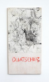QUATSCHER (Pencil and ink on Japan paper mounted on plywood, 47.3cm x 23.8cm, Dirk Marwig 2023)